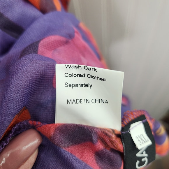 Loragal Vibrant Floral Chic Maxi Dress V- Neckline Wide Sleeves & Open Slit - Picture 13 of 14